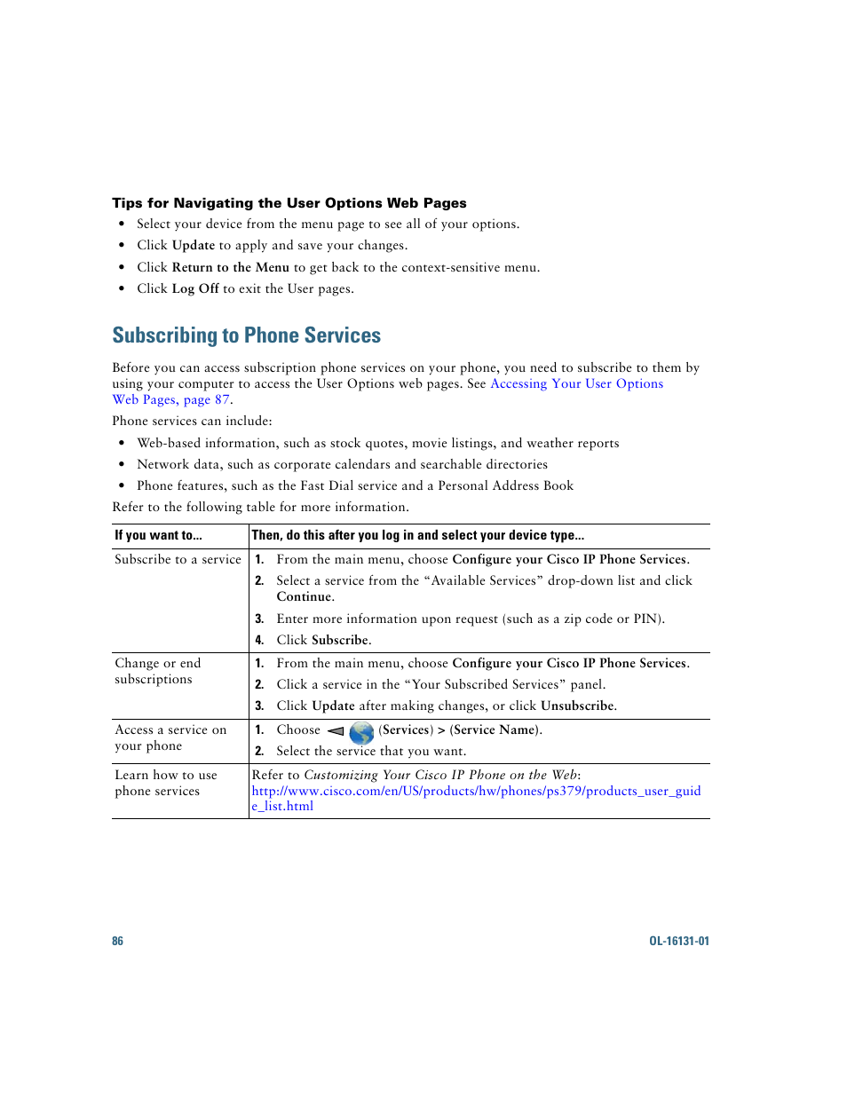 Subscribing to phone services | Cisco Cisco Unified Wireless IP Phone 7921G User Manual | Page 94 / 124