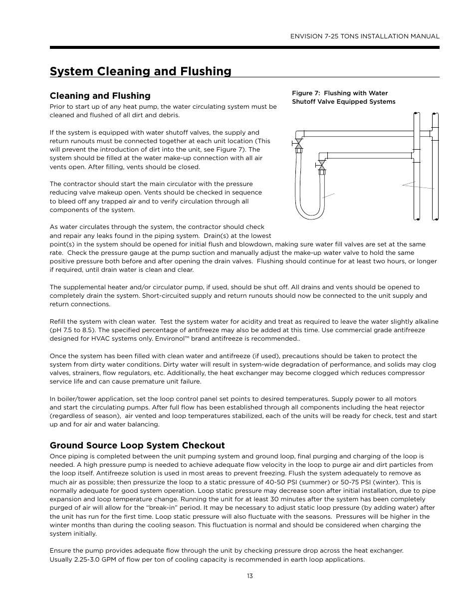 System cleaning and flushing, Cleaning and flushing, Ground source loop system checkout | WaterFurnace Envision (XL) User Manual | Page 12 / 43