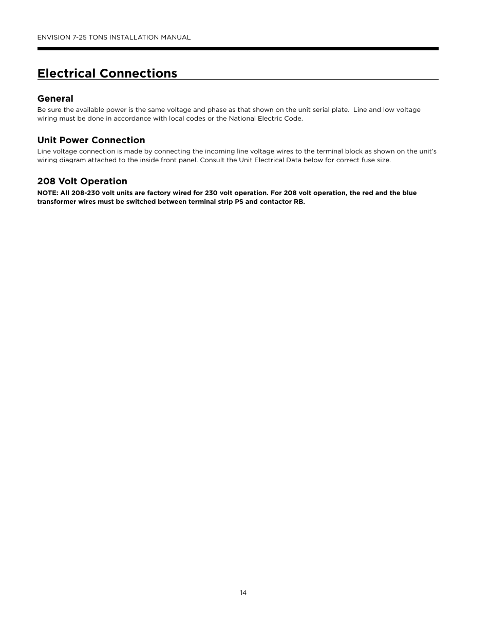Electrical connections | WaterFurnace Envision (XL) User Manual | Page 13 / 43