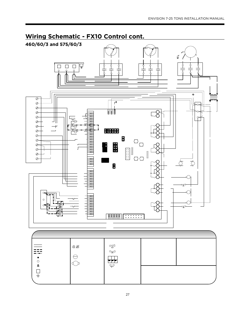 Optional fx10 microprocessor control, Wiring schematic - fx10 control cont, Legend | Johnson fx-10 | WaterFurnace Envision (XL) User Manual | Page 26 / 43