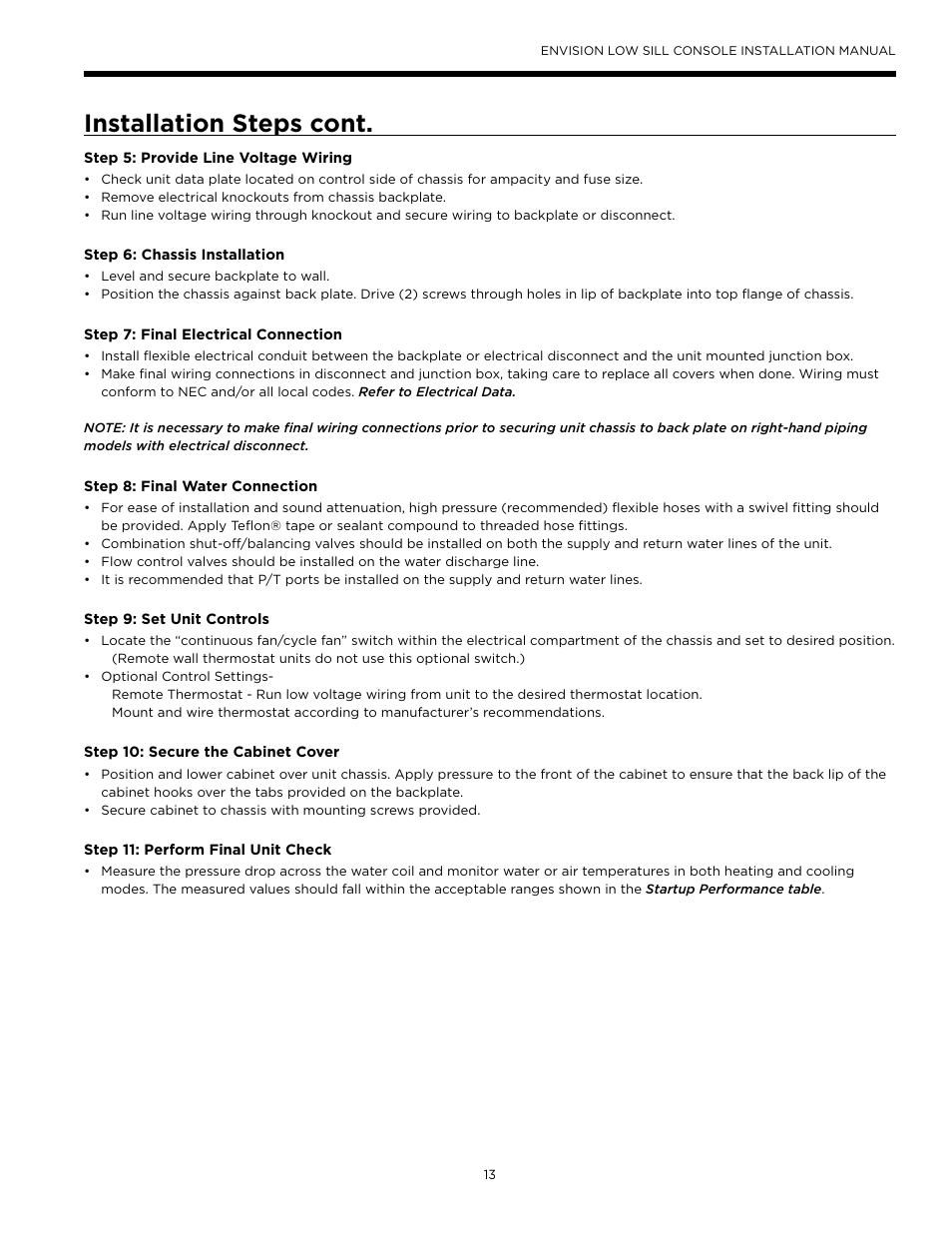 Installation steps cont | WaterFurnace Envision Low Sill User Manual | Page 13 / 48