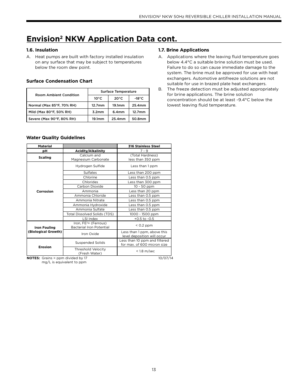 Envision, Nkw application data cont | WaterFurnace Series NXW User Manual | Page 13 / 42