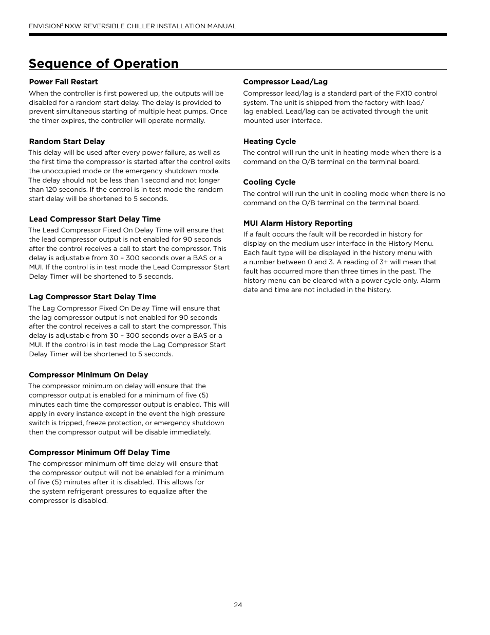 Sequence of operation | WaterFurnace Envision2 NXW Chiller User Manual | Page 24 / 44