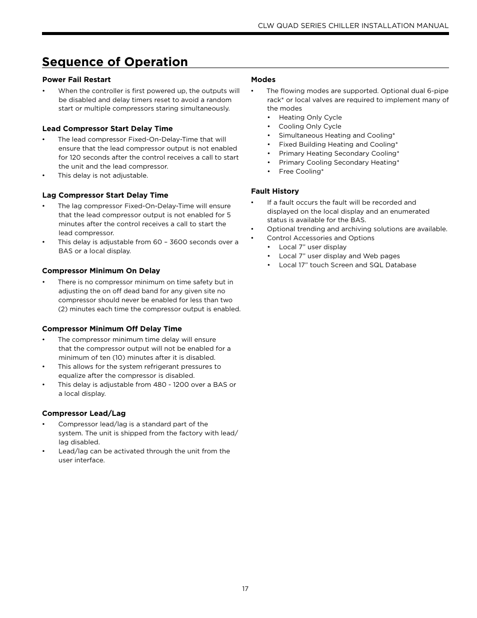 Sequence of operation | WaterFurnace CLW Chiller User Manual | Page 17 / 28