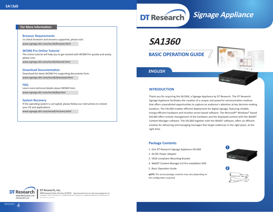 WebDT SA1360 User Manual | 2 pages