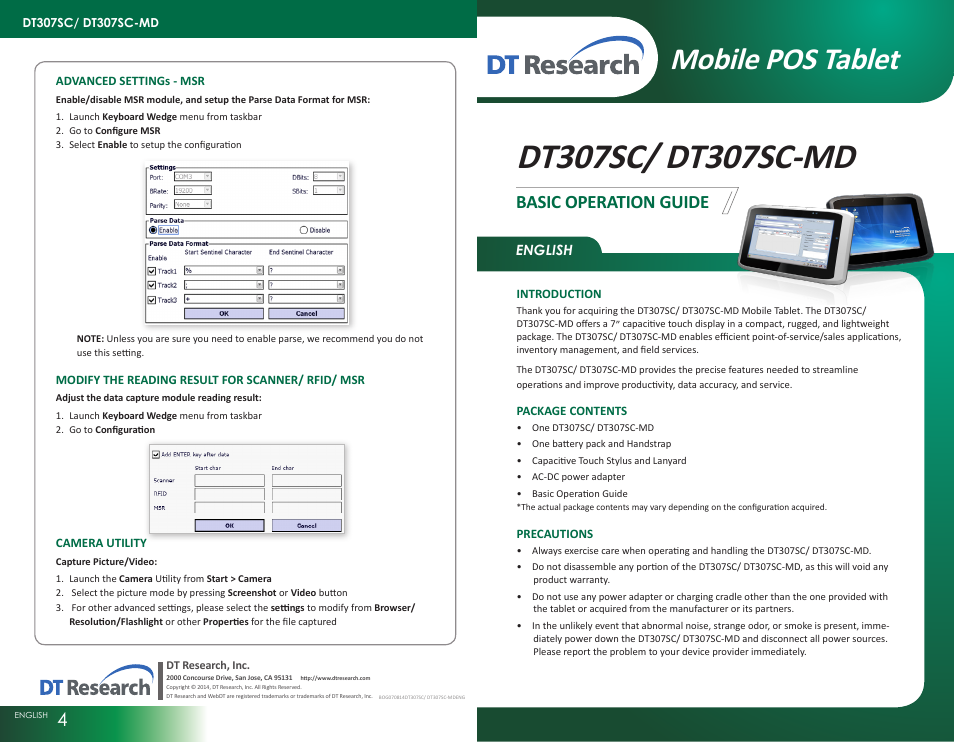 WebDT DT307SC User Manual | 2 pages