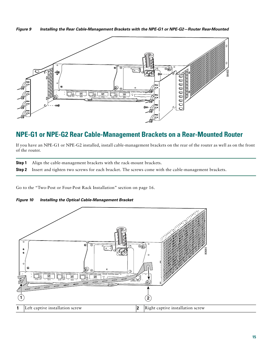 Left captive installation screw, Right captive installation screw | Cisco 7200 VXR User Manual | Page 15 / 48