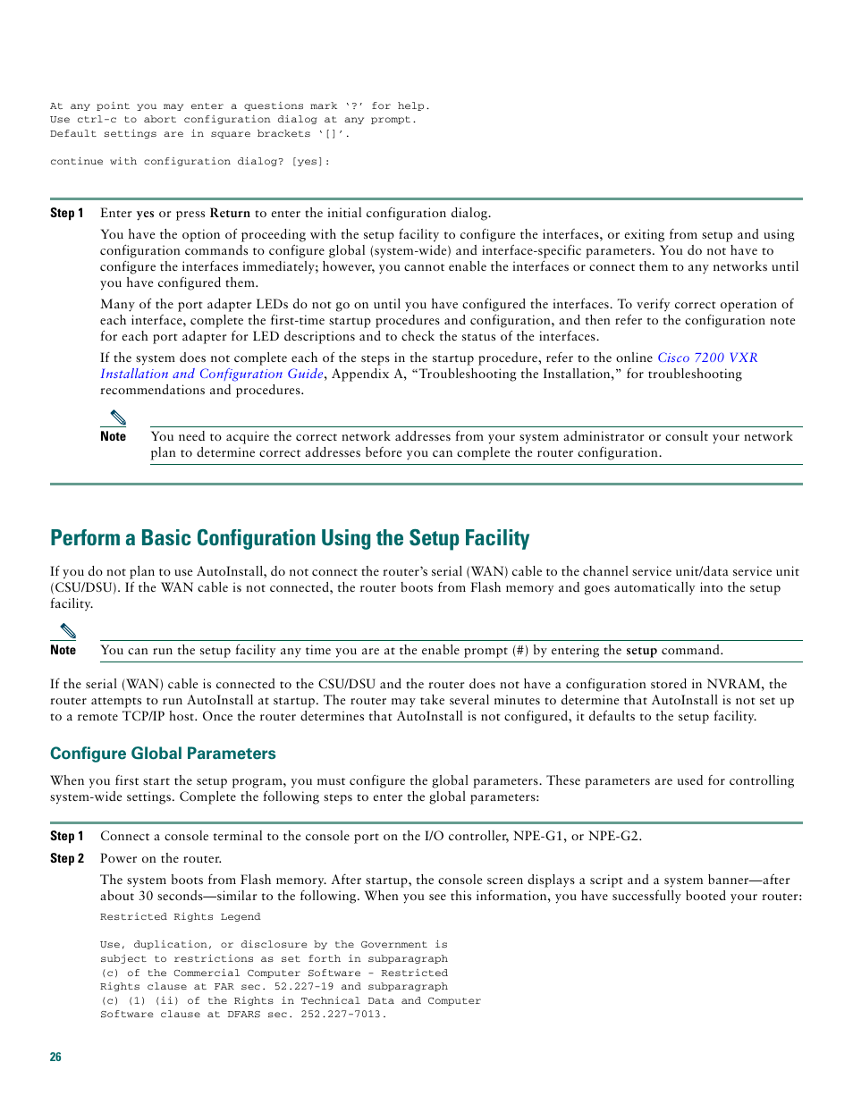 Configure global parameters | Cisco 7200 VXR User Manual | Page 26 / 48