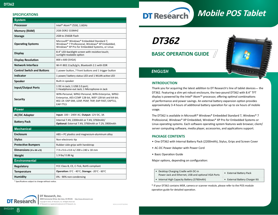 WebDT DT362 User Manual | 4 pages