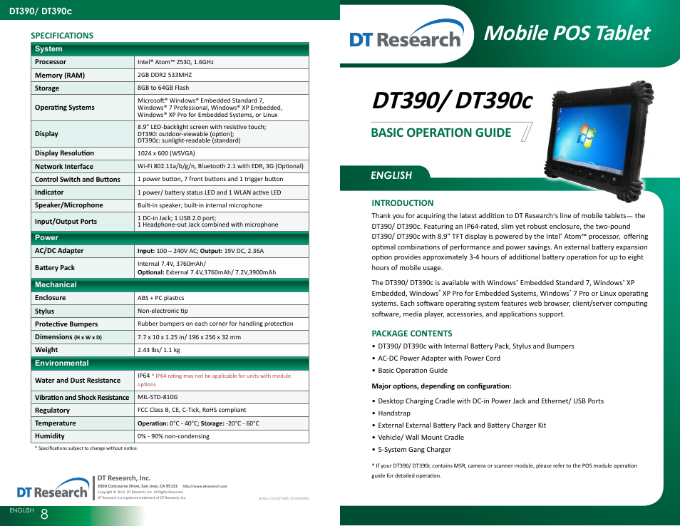 WebDT DT390 User Manual | 4 pages