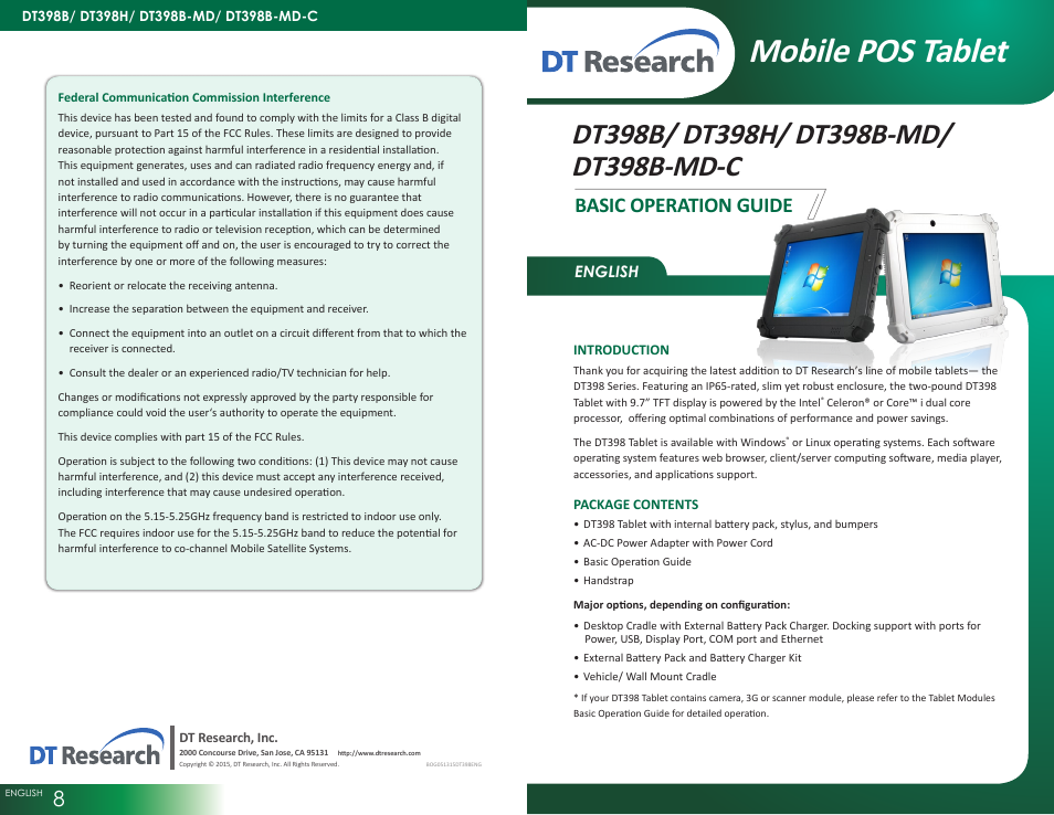 WebDT DT398C/ DT398B (Win7/ WES7) User Manual | 4 pages