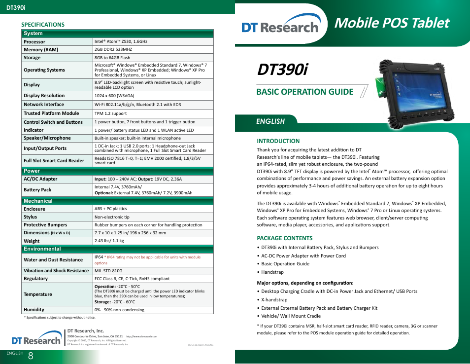 WebDT DT390i (XPE/ XPPro) User Manual | 4 pages