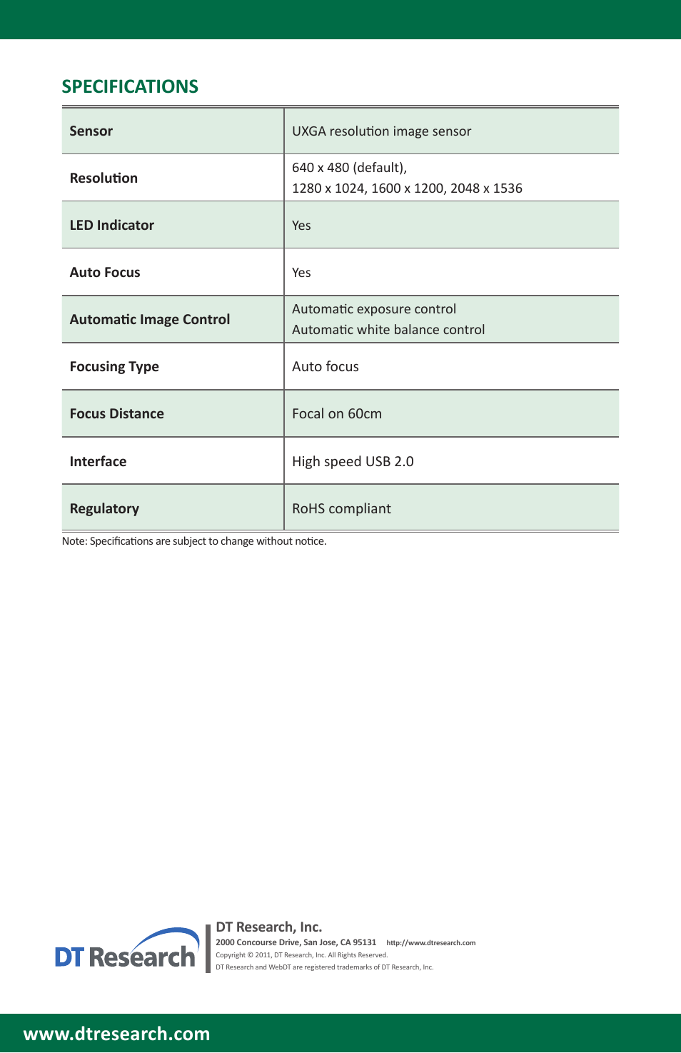 Specifications | WebDT DT312/ DT362 Modules BOG (XPE/ XPPro) User Manual | Page 4 / 6