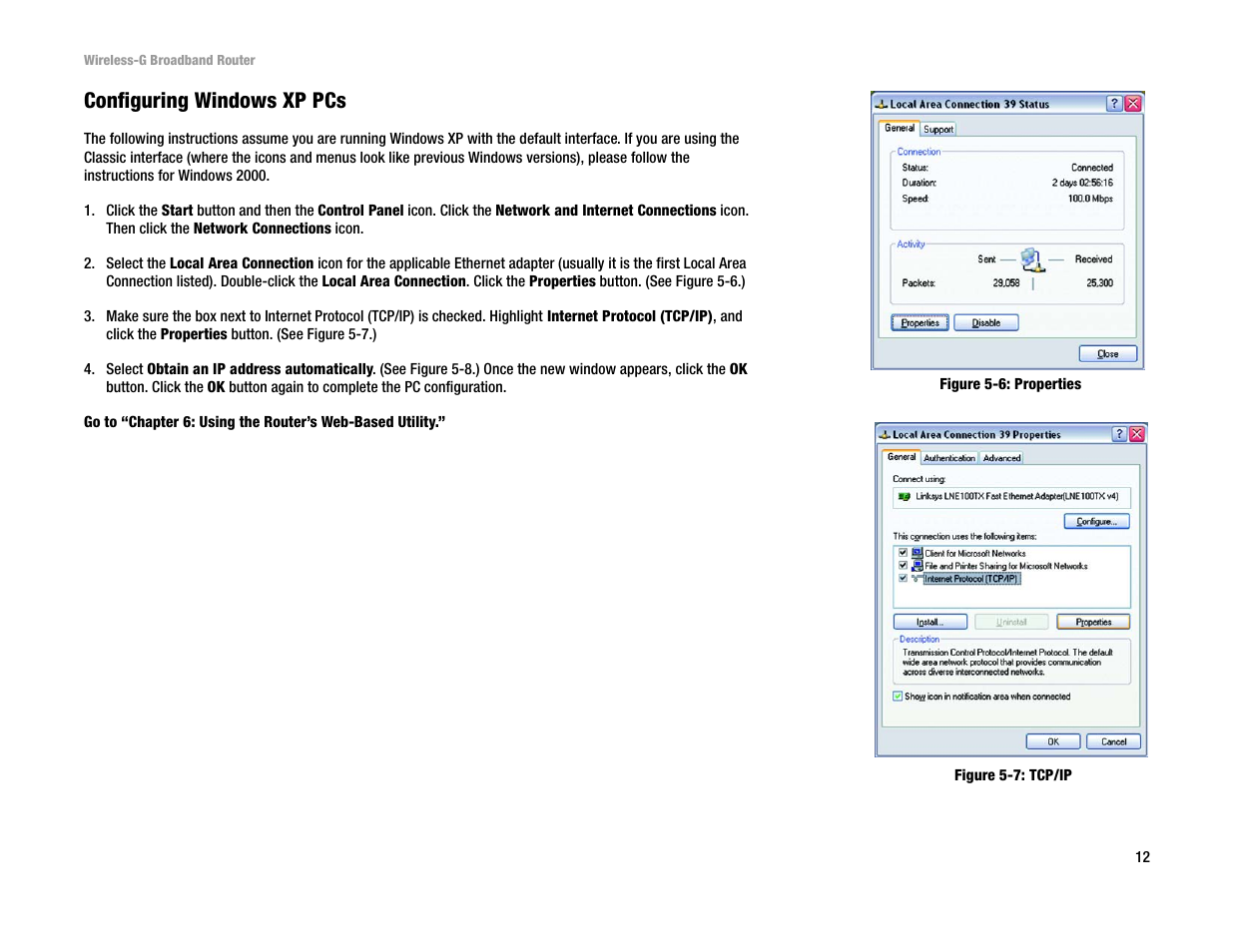 Configuring windows xp pcs | Linksys WRT54G User Manual | Page 21 / 85