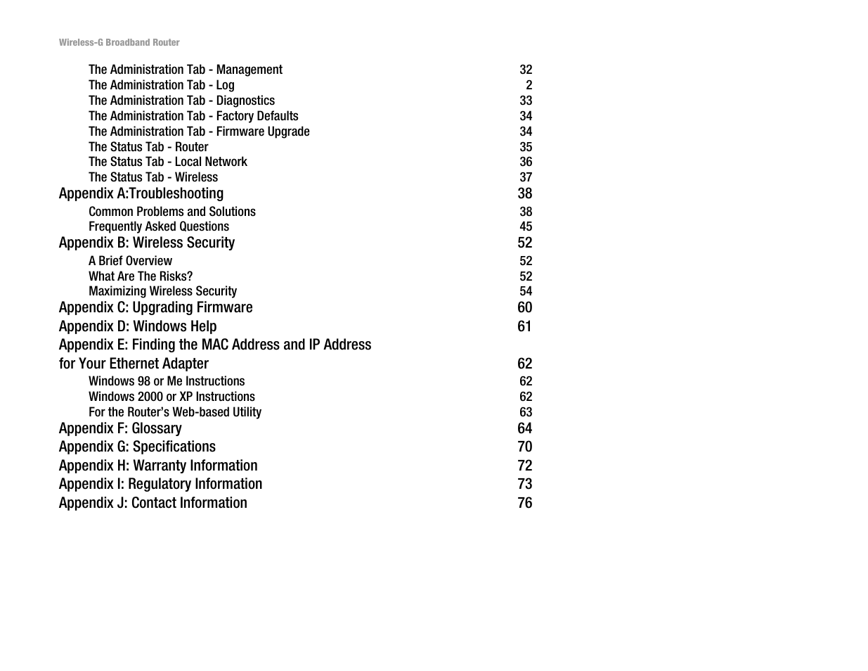 Linksys WRT54G User Manual | Page 5 / 85