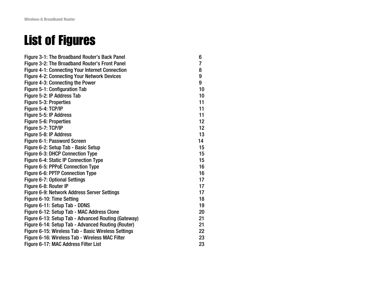 List of figures | Linksys WRT54G User Manual | Page 6 / 85