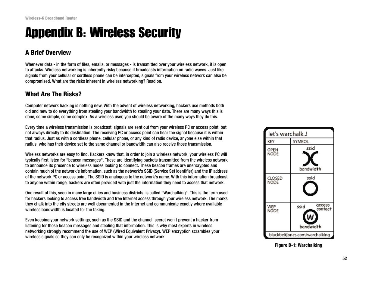 Appendix b: wireless security | Linksys WRT54G User Manual | Page 61 / 85