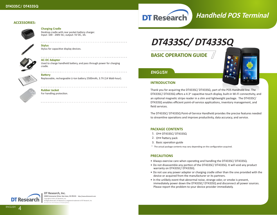WebDT DT433SC User Manual | 2 pages