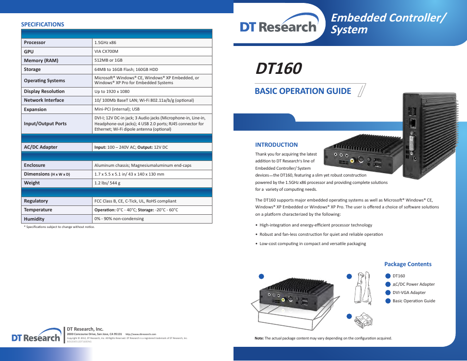 WebDT DT160 User Manual | 2 pages