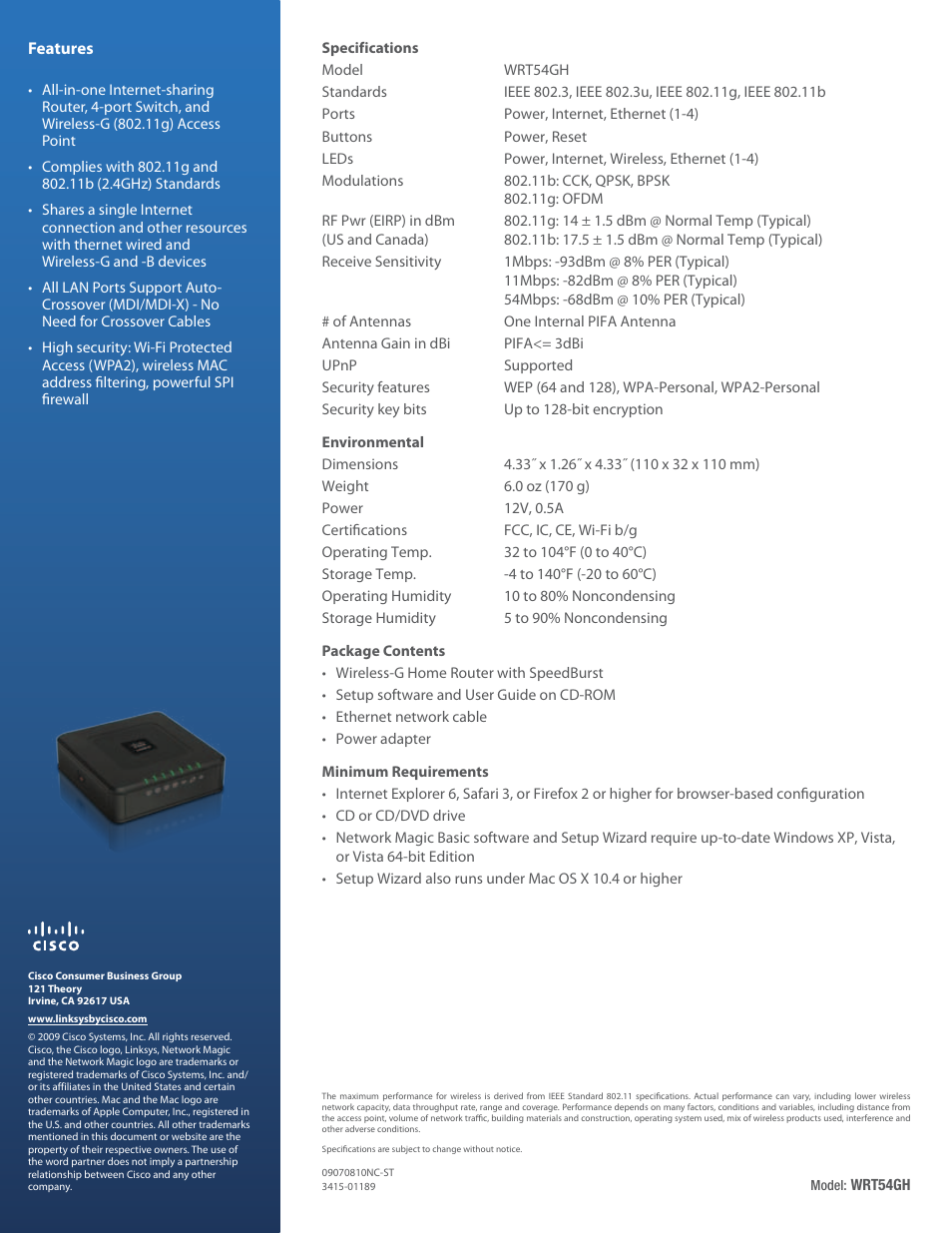 Cisco Wireless-G Home Router with SpeedBurst WRT54GH User Manual | Page 2 / 2