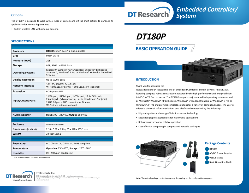 WebDT DT180T User Manual | 2 pages