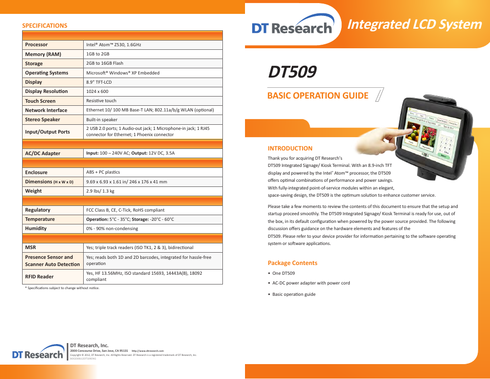 WebDT DT509 User Manual | 2 pages