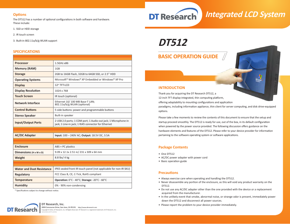 WebDT DT512T User Manual | 2 pages