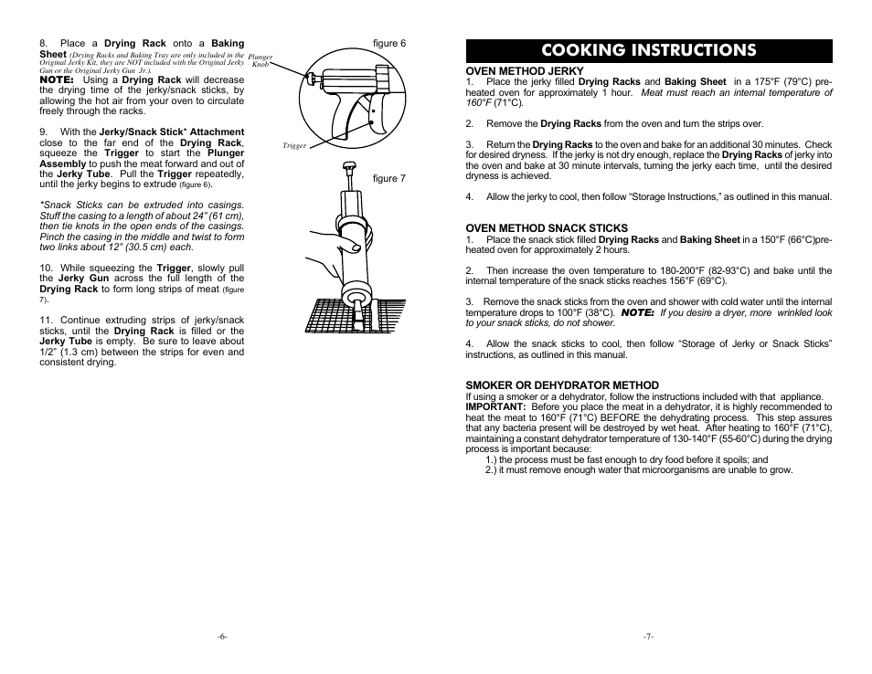 Cooking instructions | Weston Jerky Guns User Manual | Page 6 / 6