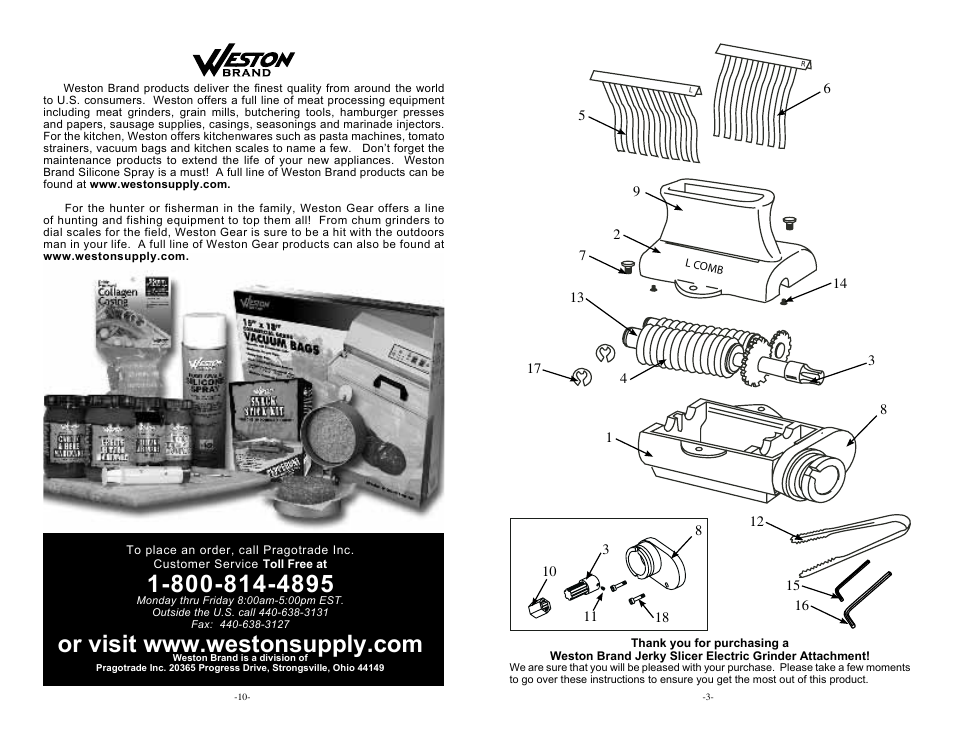 Weston Jerky Slicer Attachment (Stainless Steel) User Manual | Page 3 / 6