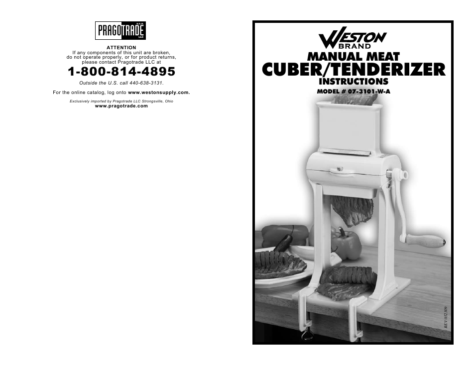 Weston Cuber/Tenderizer User Manual | 4 pages