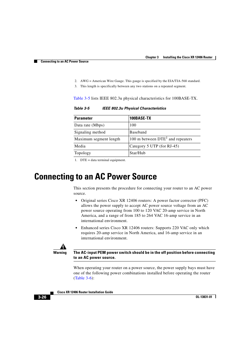 Connecting to an ac power source | Cisco XR 12406 User Manual | Page 114 / 252