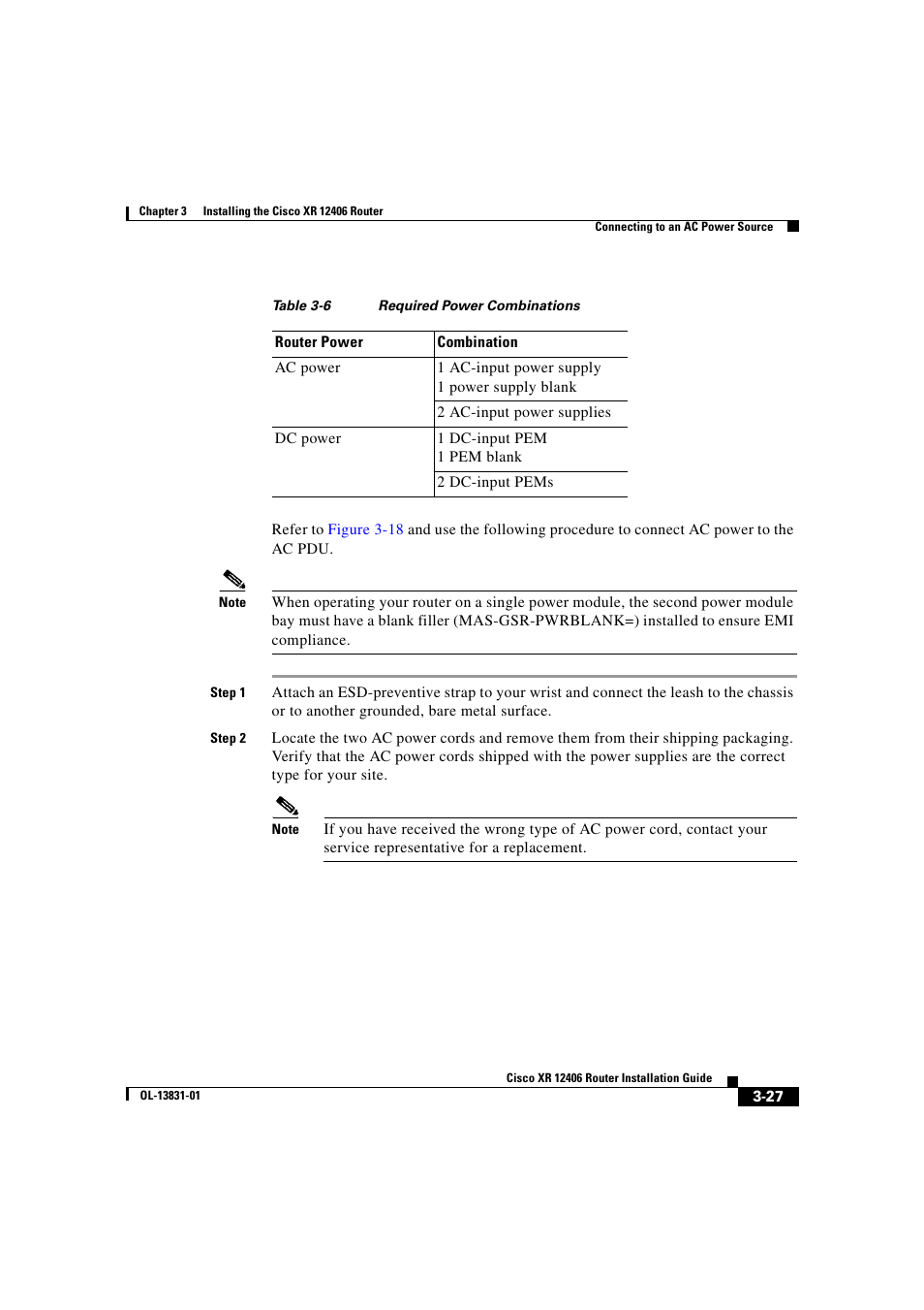 Table 3-6 | Cisco XR 12406 User Manual | Page 115 / 252