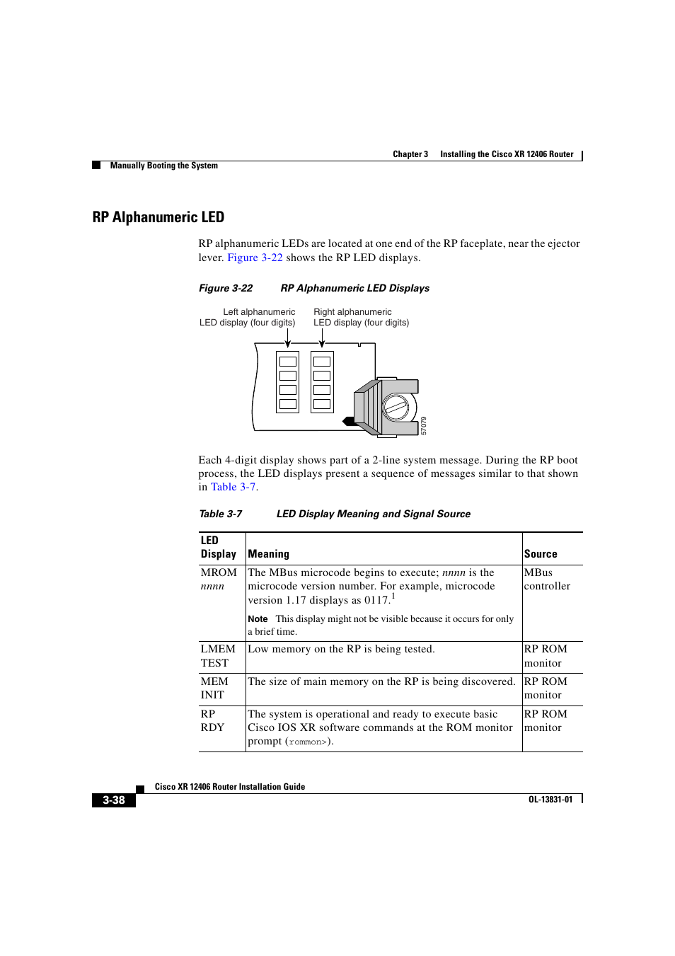 Rp alphanumeric led | Cisco XR 12406 User Manual | Page 126 / 252