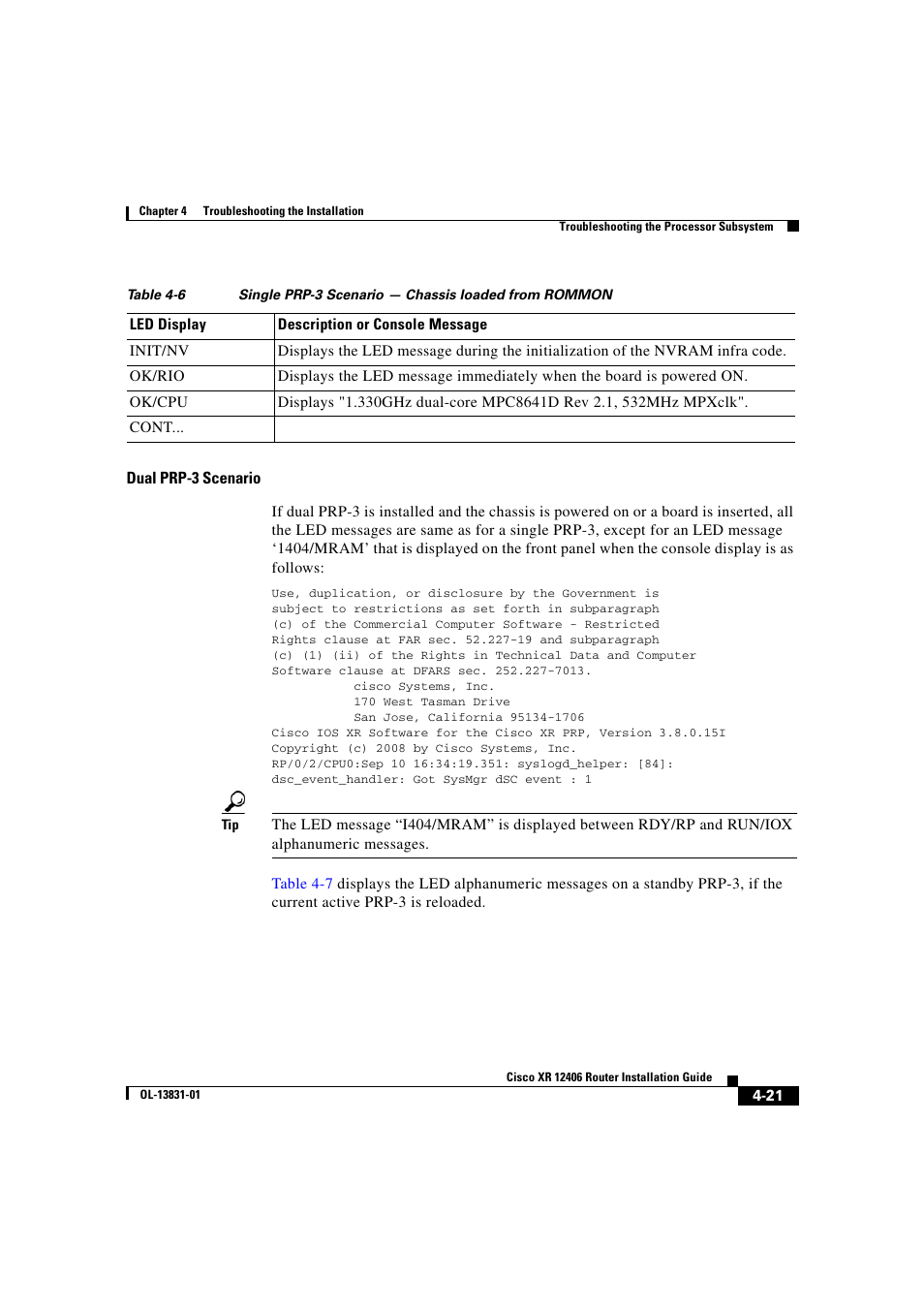 Dual prp-3 scenario | Cisco XR 12406 User Manual | Page 151 / 252