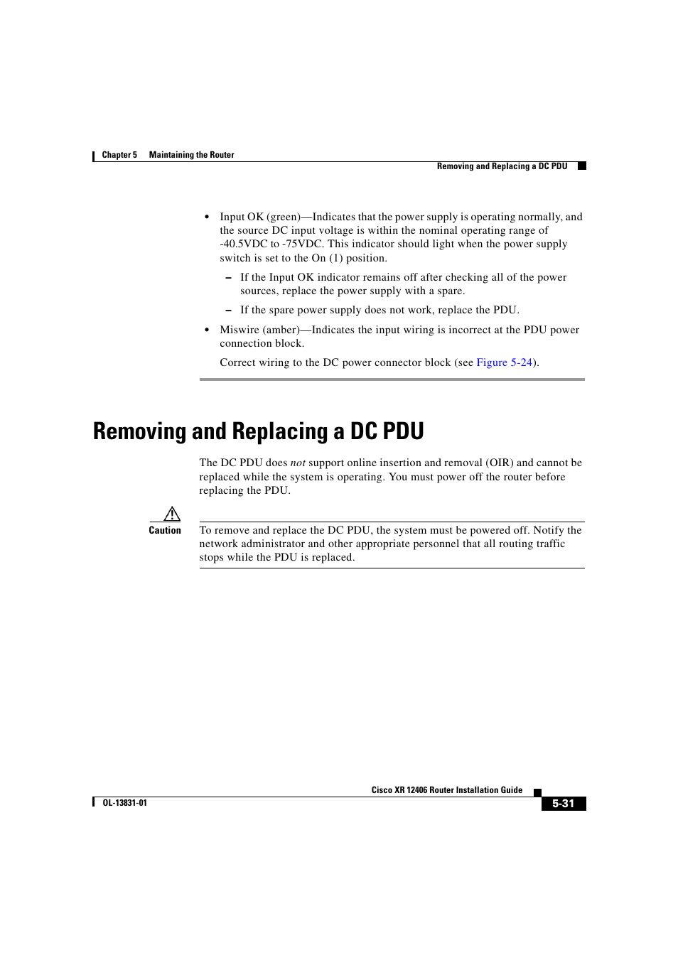 Removing and replacing a dc pdu | Cisco XR 12406 User Manual | Page 195 / 252