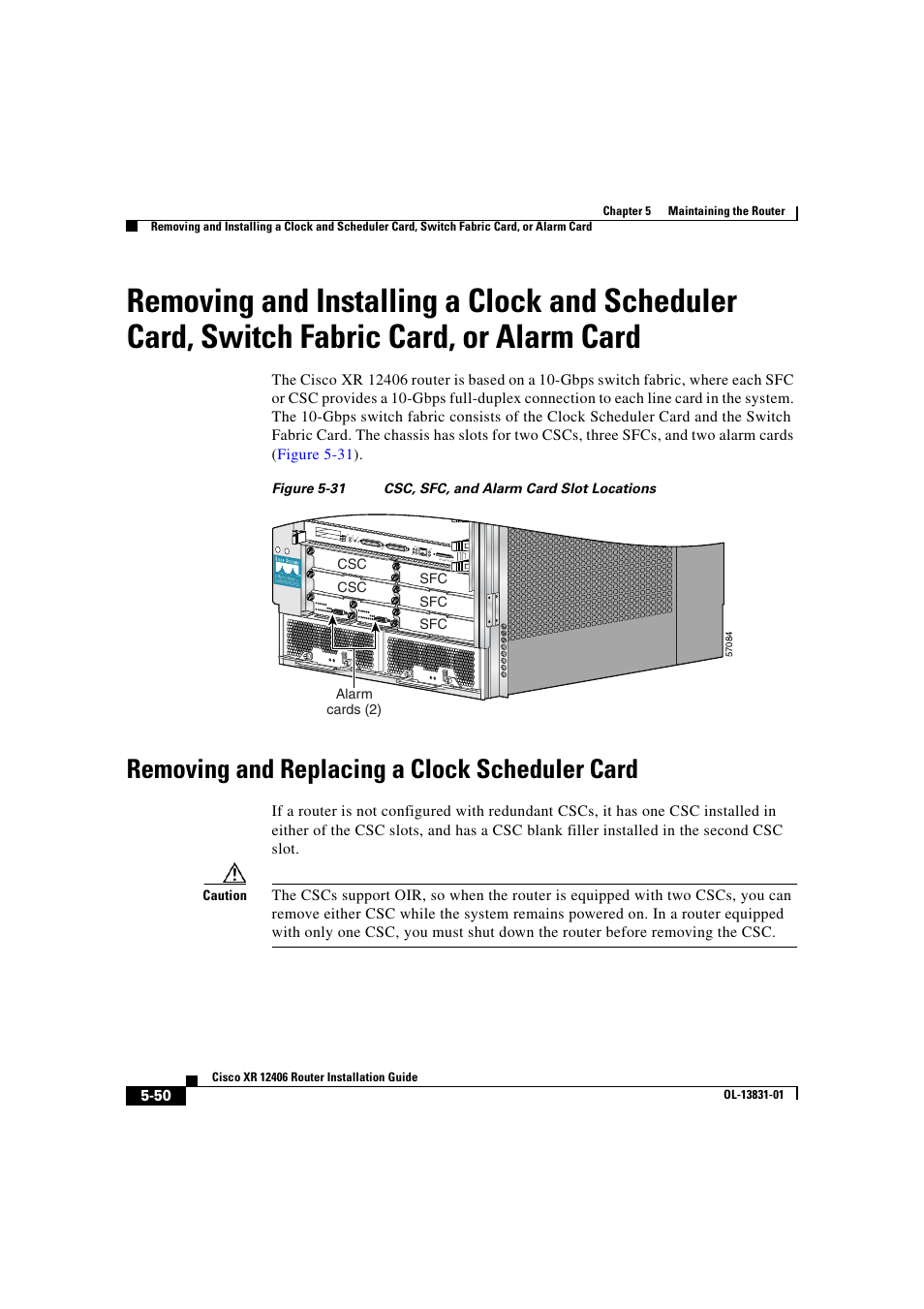 Removing and replacing a clock scheduler card | Cisco XR 12406 User Manual | Page 214 / 252