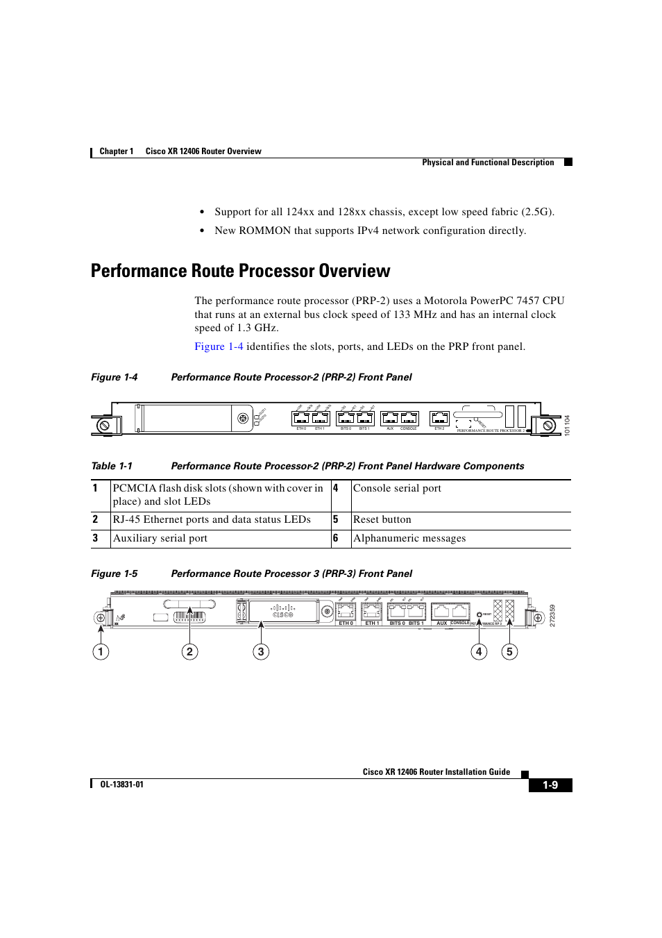 Performance route processor overview | Cisco XR 12406 User Manual | Page 25 / 252