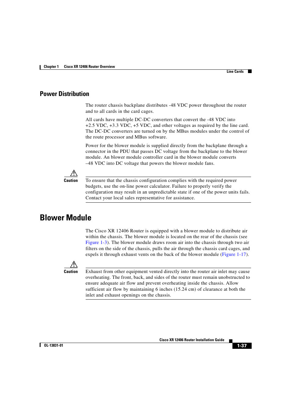 Power distribution, Blower module | Cisco XR 12406 User Manual | Page 53 / 252