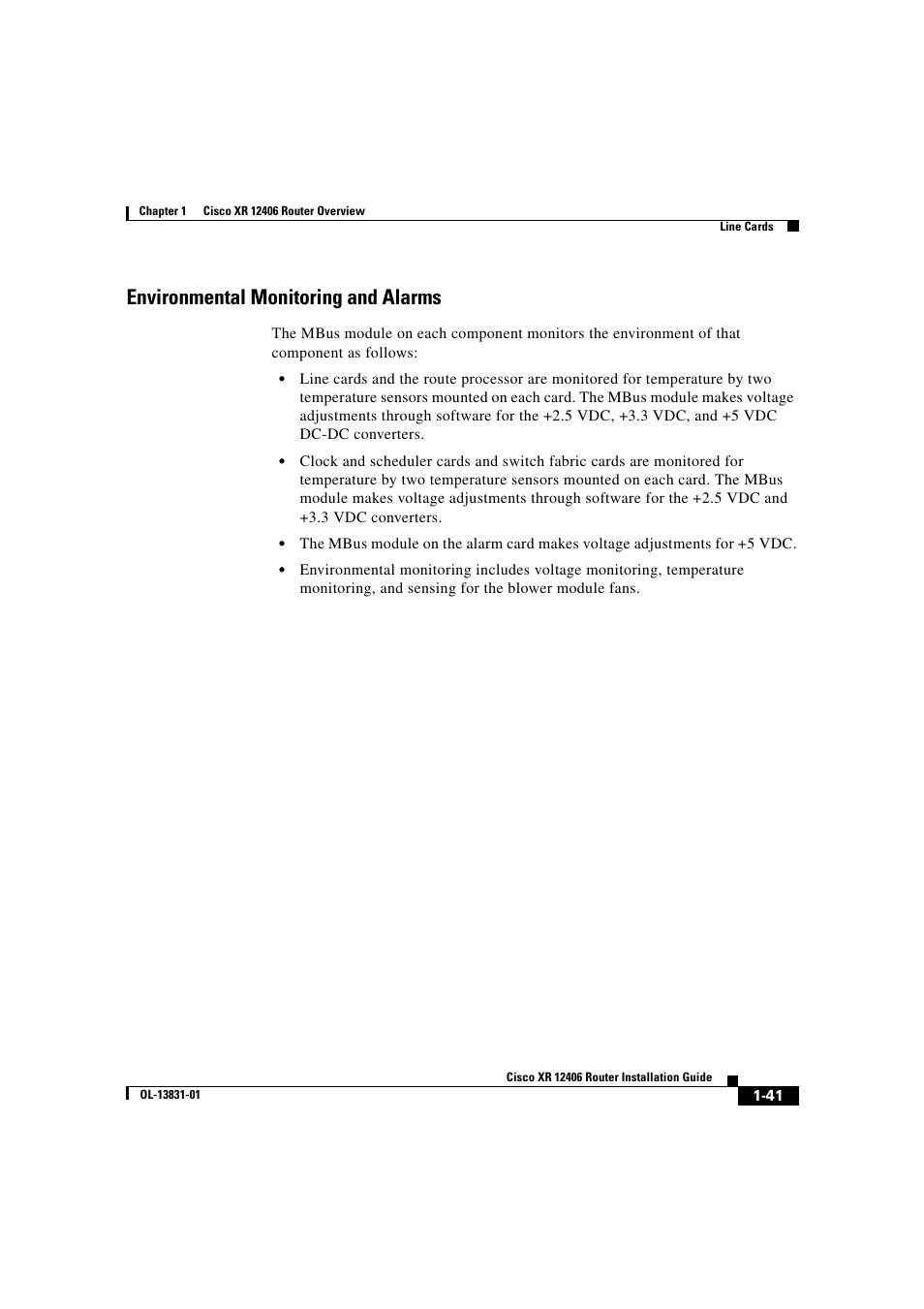 Environmental monitoring and alarms | Cisco XR 12406 User Manual | Page 57 / 252