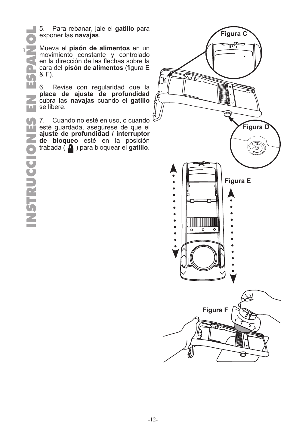 Instrucciones en esp añol | Weston Safe Slice Mandoline User Manual | Page 12 / 24