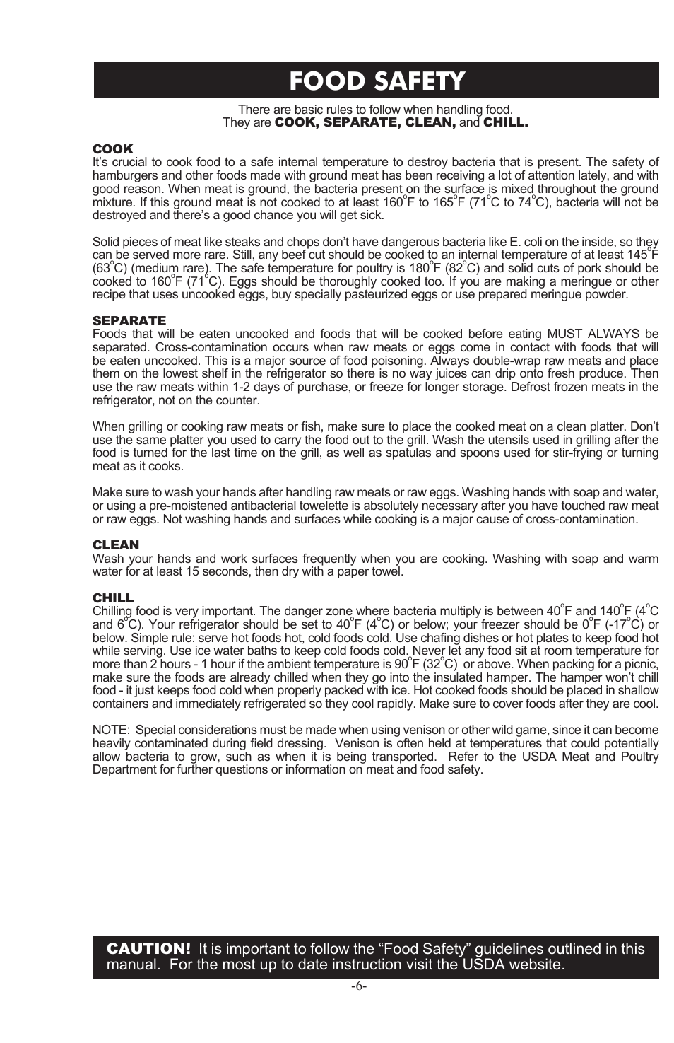 Food safety | Weston Safe Slice Mandoline User Manual | Page 6 / 24