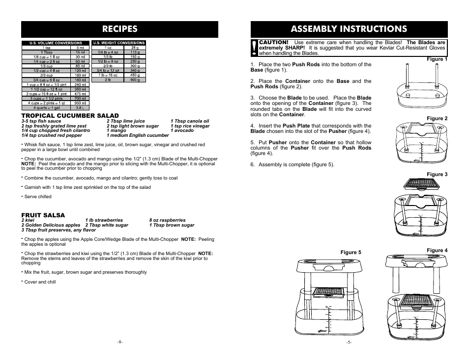Assembly instructions, Recipes | Weston Multi-Chopper User Manual | Page 5 / 6