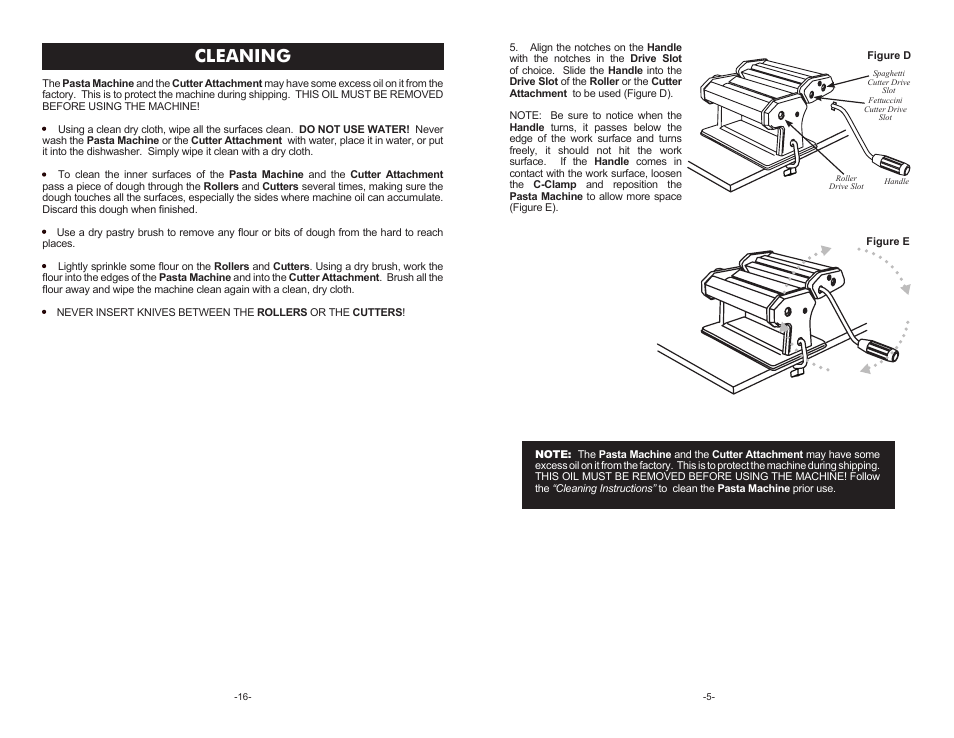 Cleaning | Weston Roma Traditional Style Pasta Machine User Manual | Page 5 / 10