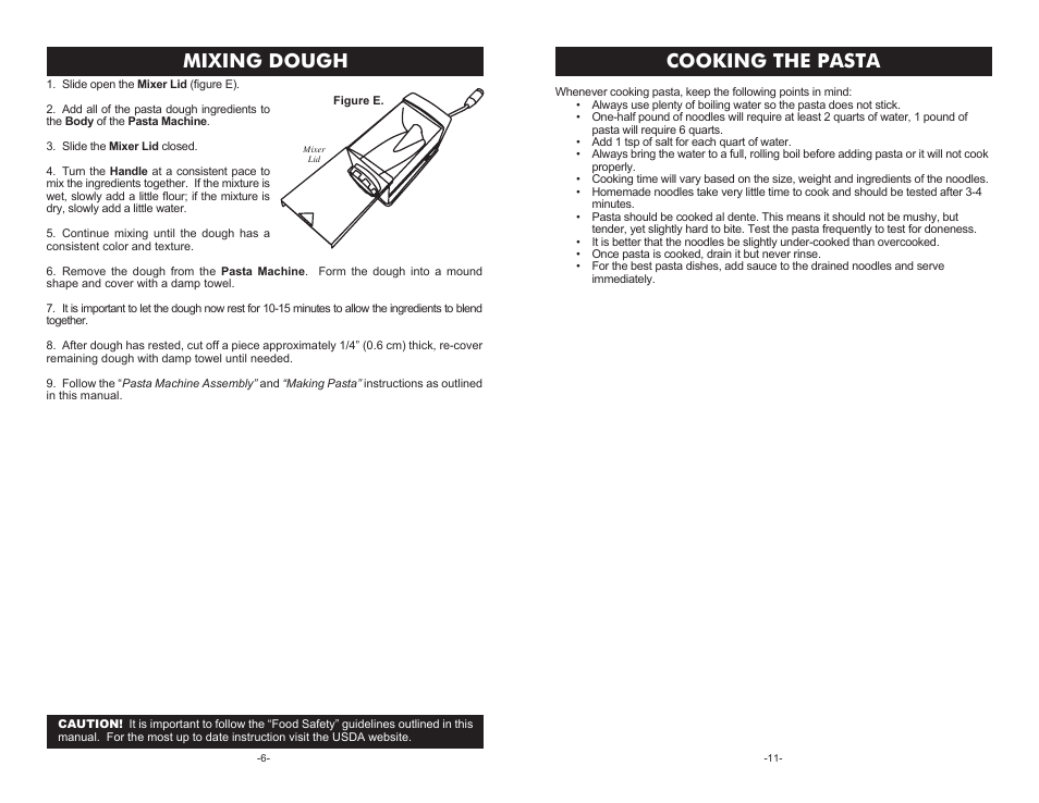 Mixing dough, Cooking the pasta | Weston Roma Tube Pasta Machine User Manual | Page 6 / 8