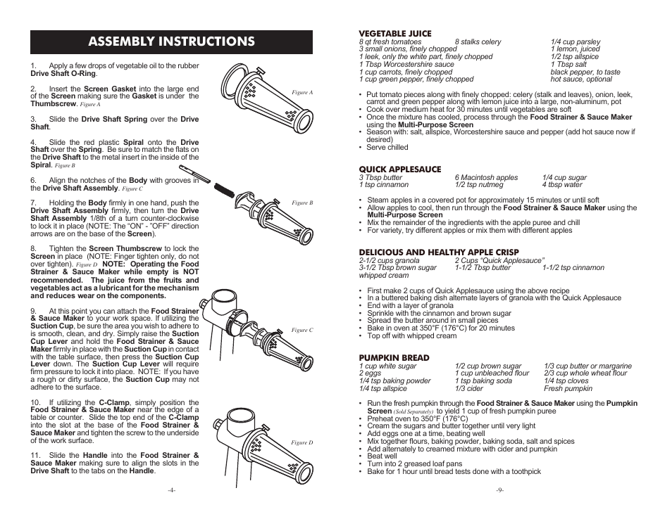 Assembly instructions | Weston Roma Food Strainer & Sauce Maker User Manual | Page 4 / 6