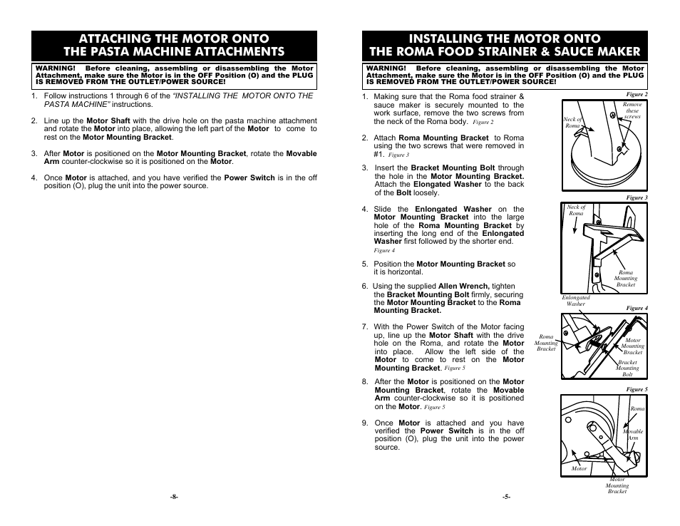 Weston Roma 2-Speed Electric Motor Attachment User Manual | Page 5 / 6