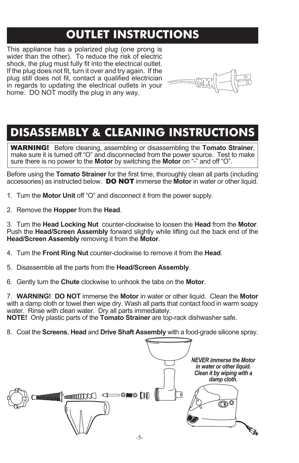 Weston Roma Deluxe Electric Tomato Strainer User Manual | Page 5 / 36