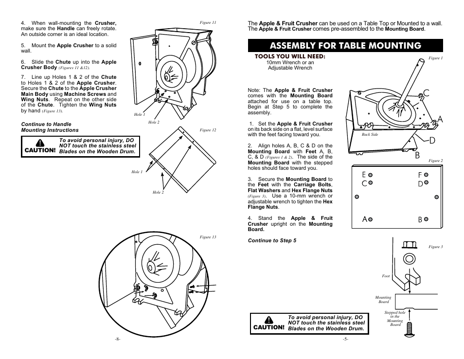 Assembly for table mounting | Weston Roma Apple & Fruit Crusher User Manual | Page 5 / 6