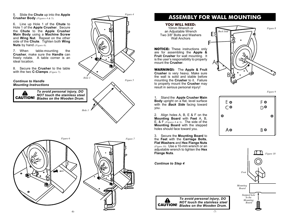 Assembly for wall mounting | Weston Roma Apple & Fruit Crusher User Manual | Page 6 / 6