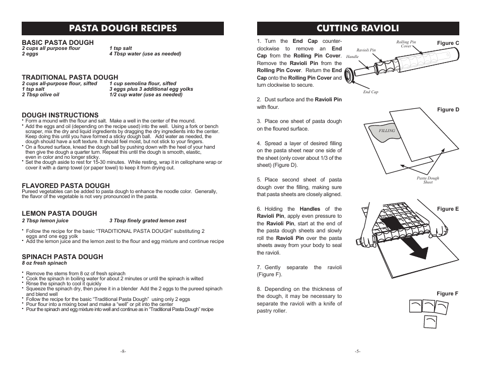 Pasta dough recipes, Cutting ravioli | Weston Roma Ravioli Rolling Pin User Manual | Page 5 / 6